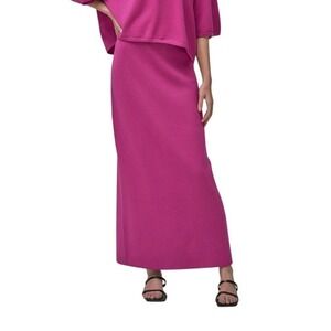 OLBRICH Knitwear Ribbed 3D-Knit Maxi Column Magenta Skirt Size L